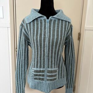 BKE Blue and Gray Striped Cardigan